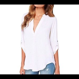 White v-neck shirt